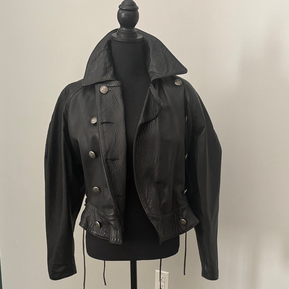 Genuine leather bomber jacket